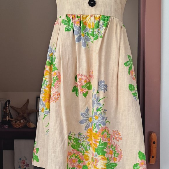 NWOT Designer Niko Niko KNITTED DOVE Floral Printed Empire Waist Babydoll Dress - Picture 2 of 13